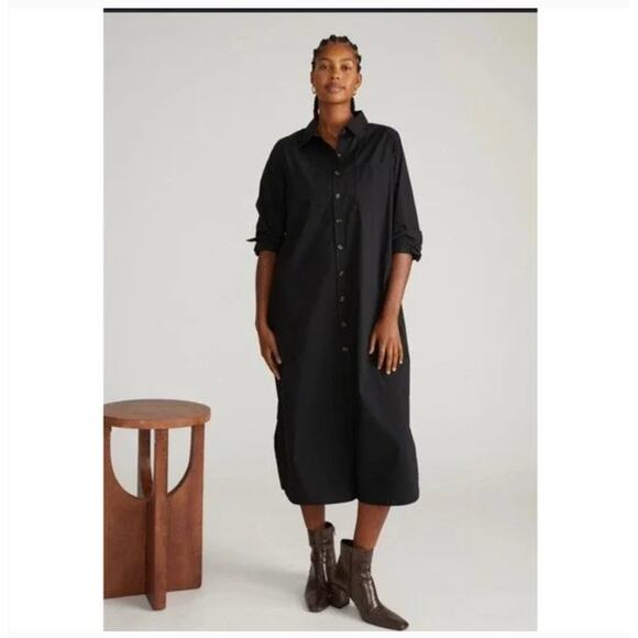 Universal Standard Odeon Shirt Dress 4XS 00 0 2XS NWT Black Midi Capsule Luxe - Picture 1 of 5